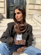 Coffret Triangle & Mitaines effet cuir vegan Choco - Joe & Mey