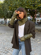 Coffret Triangle & Mitaines effet cuir vegan Kaki - Joe & Mey