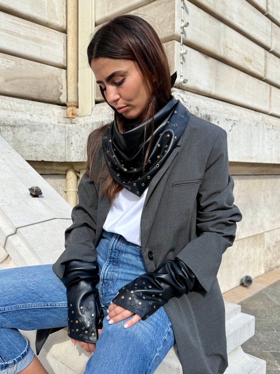 Coffret Triangle & Mitaines Œillets Noir - Joe & Mey