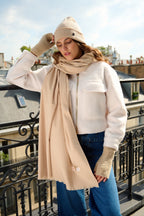 Étole en cachemire et laine – Beige – vue 3