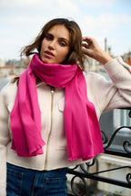 Étole en cachemire et laine – Fuchsia – vue 1