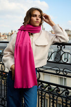 Étole en cachemire et laine – Fuchsia – vue 2
