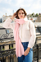 Étole en cachemire et laine – Rose – vue 2