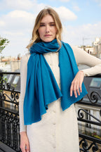 Étole en cachemire et laine – Turquoise – vue 1