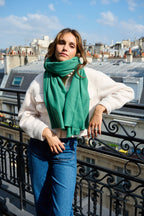 Étole en cachemire et laine – Vert canard – vue 1