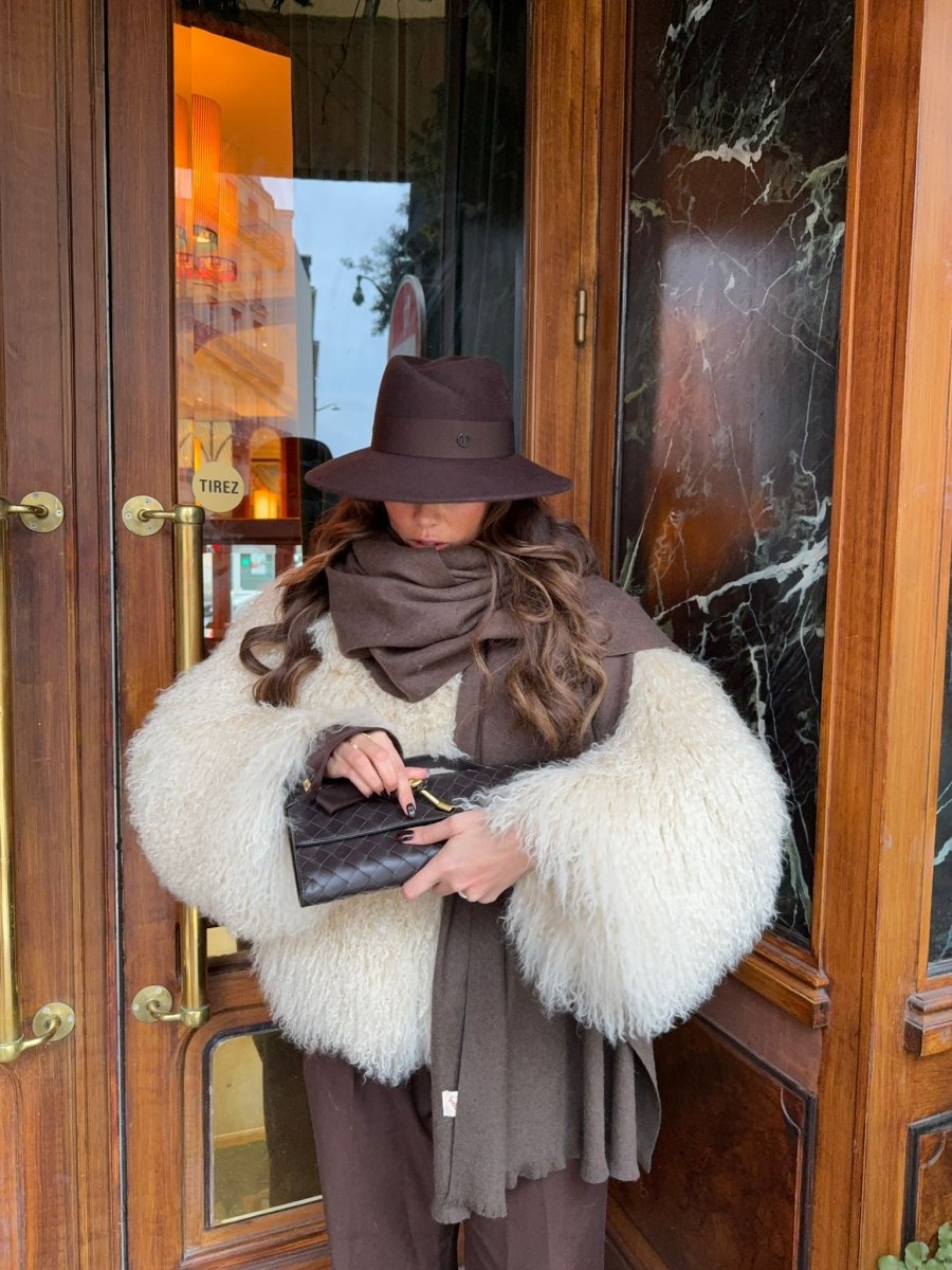 Fédora Chloé asymétrique en laine feutrine – Choco – vue 6