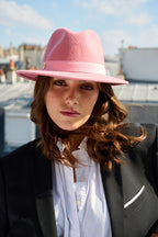 Fédora John en laine – Rose – vue 2