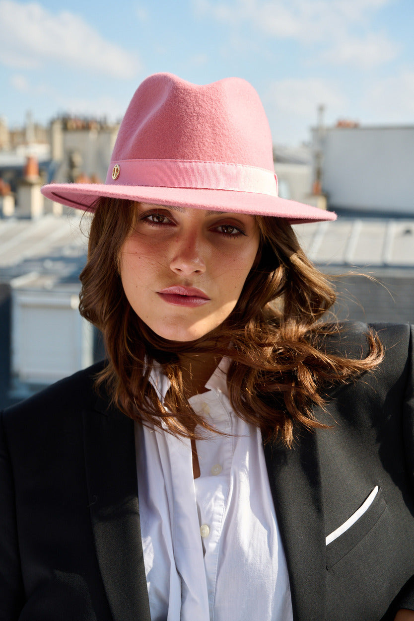 Fédora John en laine – Rose – vue 2