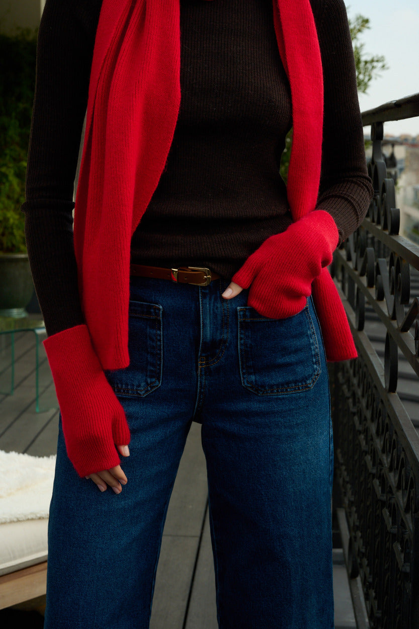 Mitaines en laine et cachemire – Rouge – vue 2