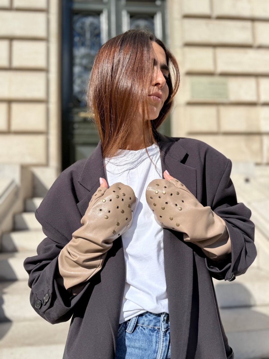 Mitaines longues vegan effet cuir Oeillet - Joe & Mey