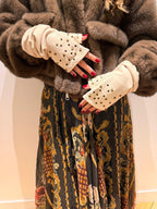 Mitaines longues vegan effet cuir Oeillet Ecru - Joe & Mey