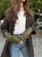 Mitaines longues vegan effet cuir uni - Joe & Mey