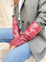 Mitaines longues vegan effet cuir uni - Joe & Mey