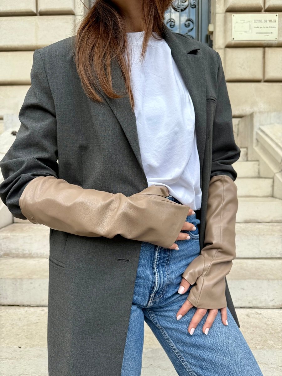 Mitaines longues vegan effet cuir uni - Joe & Mey