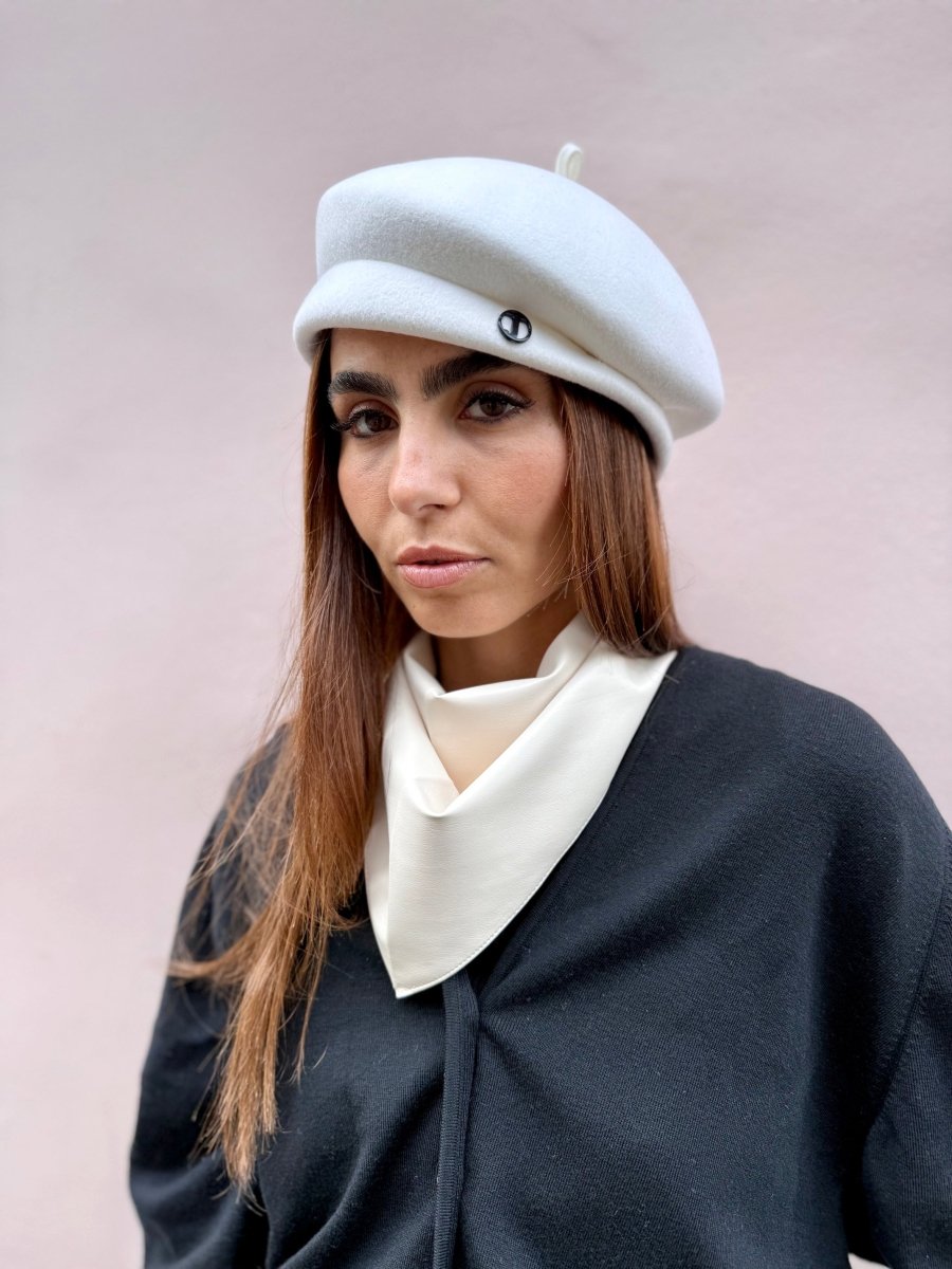 Triangle écharpe effet cuir vegan uni – Blanc – vue 2