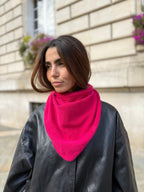 Triangle écharpe de cou en laine et cachemire – Fuchsia – vue 2