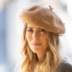 Béret en Laine avec voilette Camel