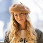 Béret en Laine avec voilette Camel