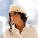 Béret asymétrique en laine – Blanc – vue 6