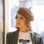 Béret asymétrique en laine – Camel – vue 3
