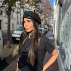 Béret asymétrique en laine – Noir – vue 6
