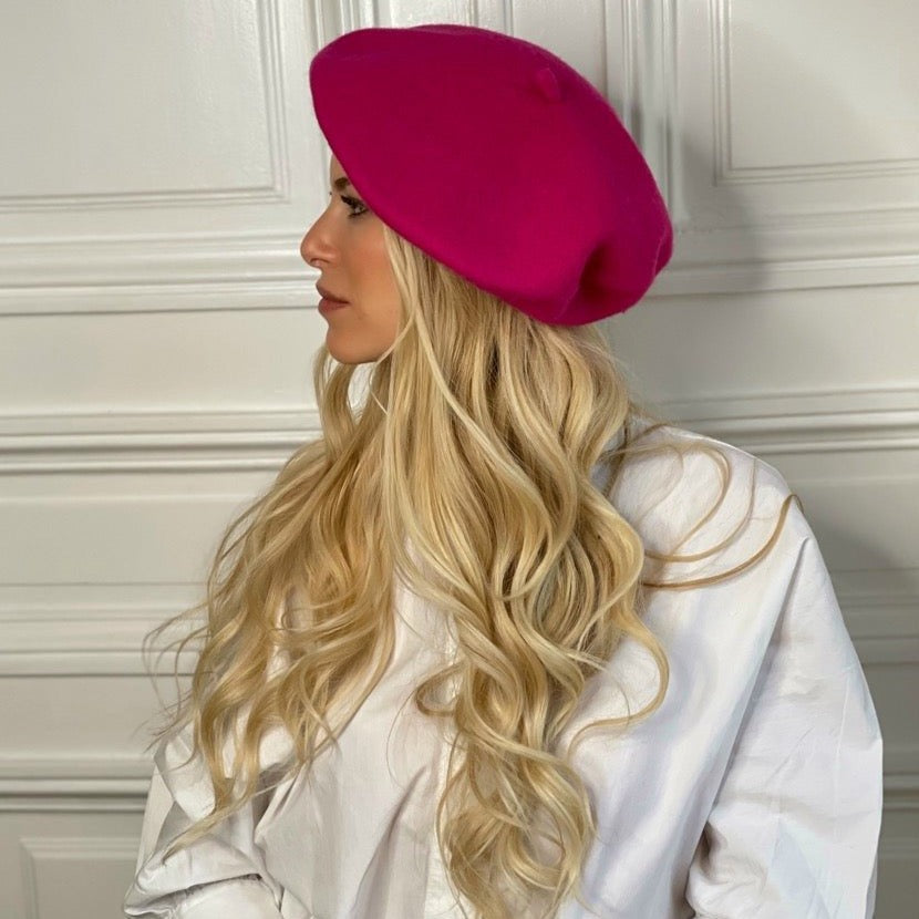 Béret Emily en laine – Fuchsia – vue 2