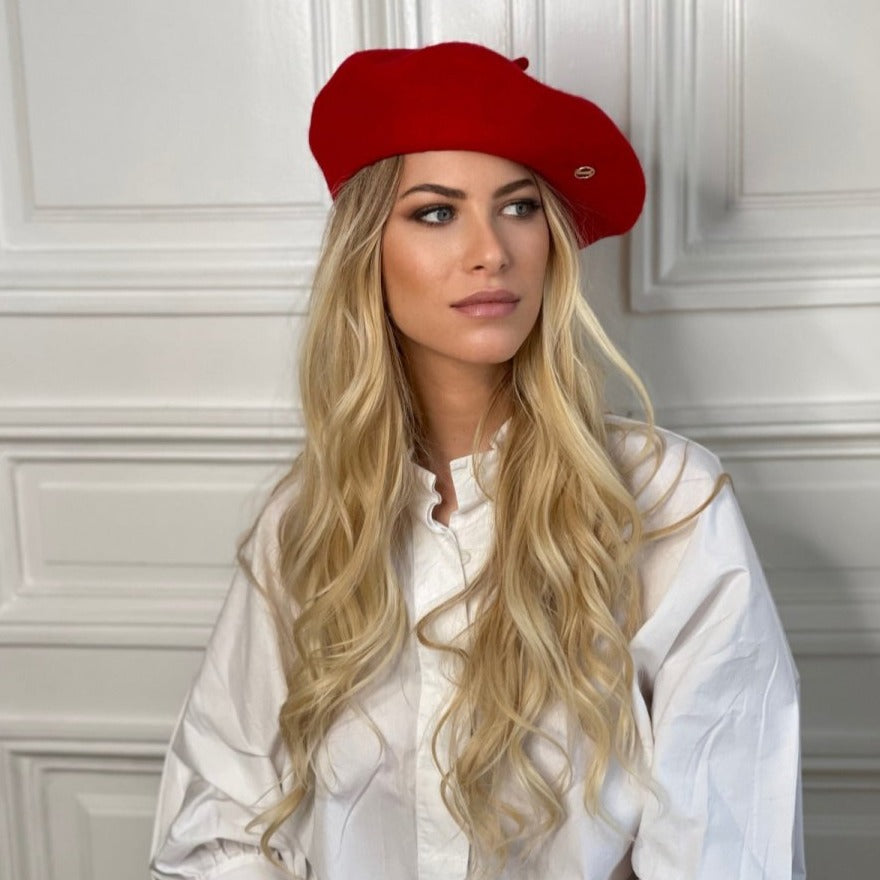 Béret Emily en laine – Rouge – vue 5