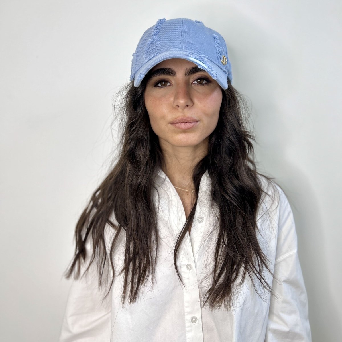 Casquette baseball effet déchiré – Bleu ciel – vue 2