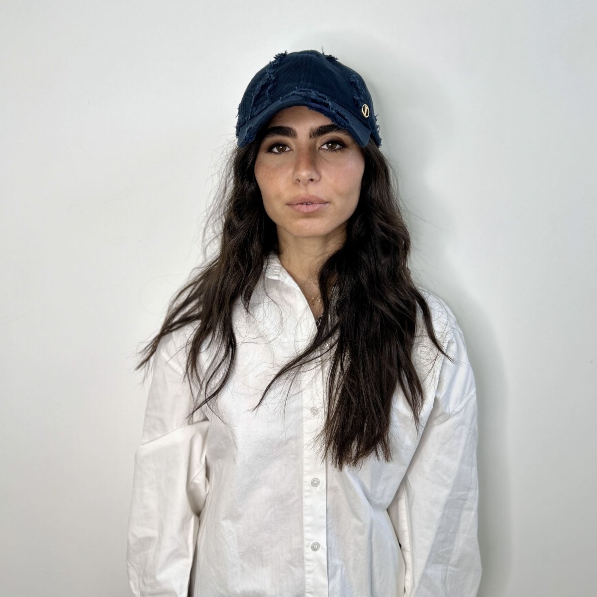 Casquette baseball effet déchiré – Bleu marine – vue 2