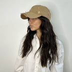 Casquette baseball effet déchiré – Camel – vue 1