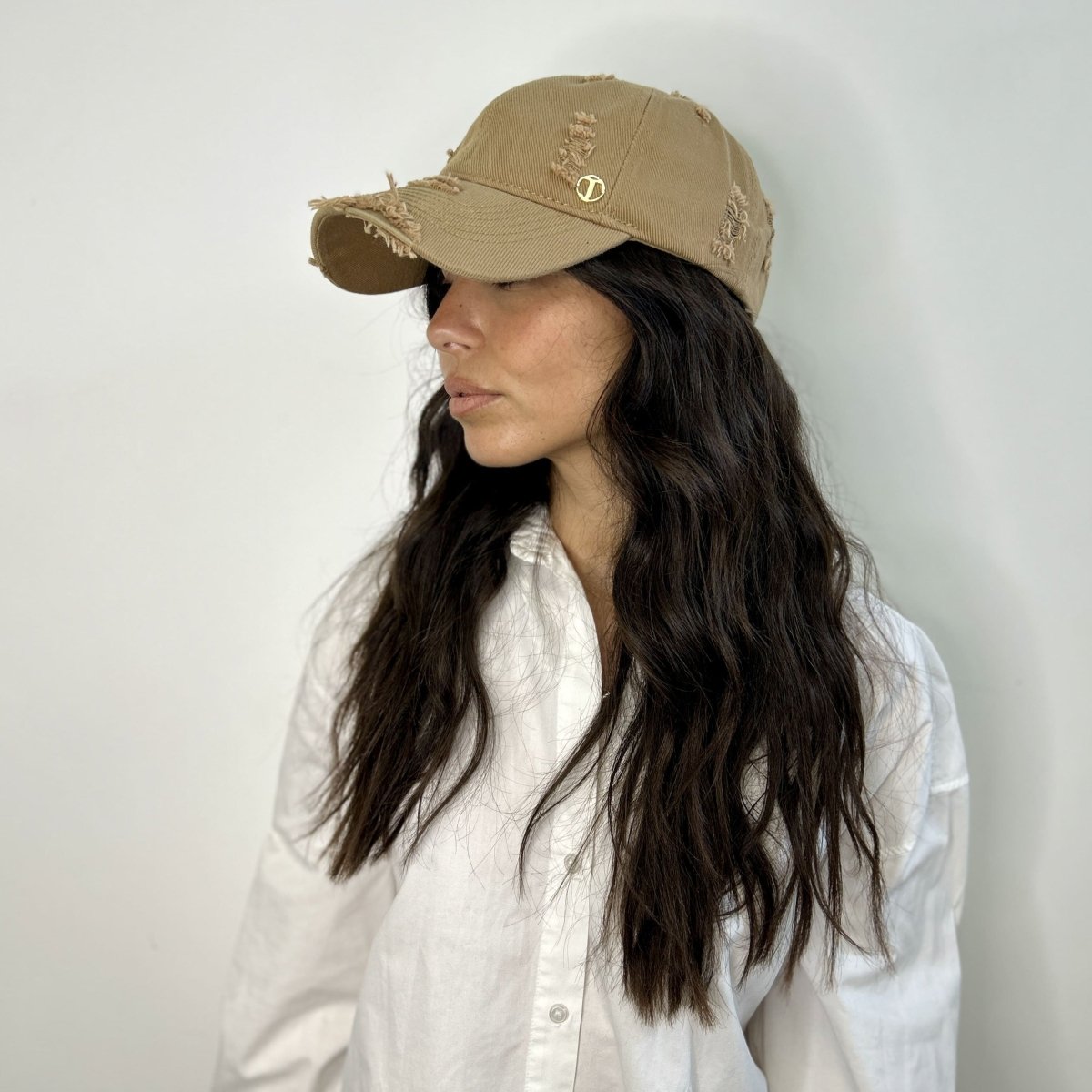 Casquette baseball effet déchiré – Camel – vue 1