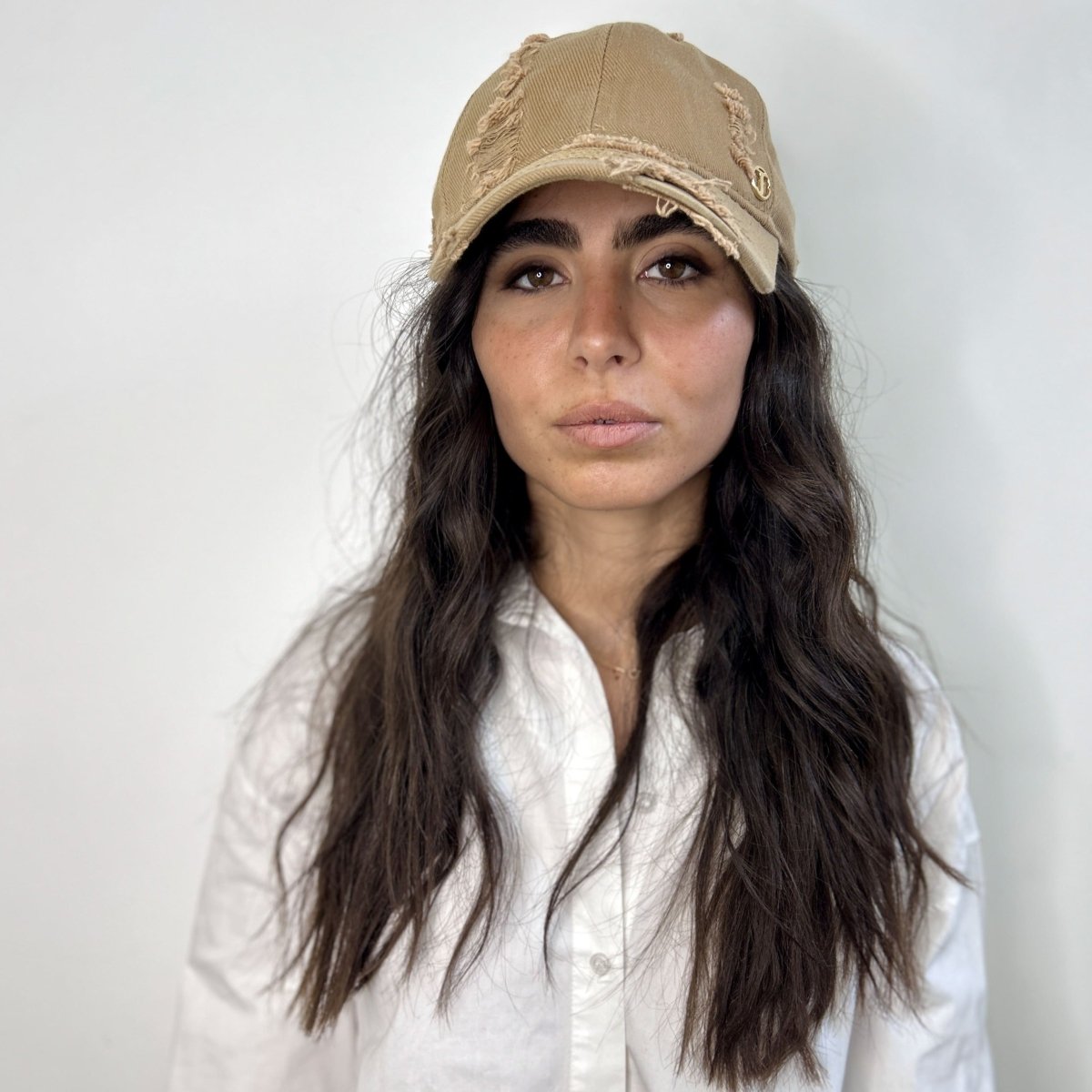 Casquette baseball effet déchiré – Camel – vue 2