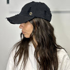 Casquette baseball effet déchiré – Noir – vue 1