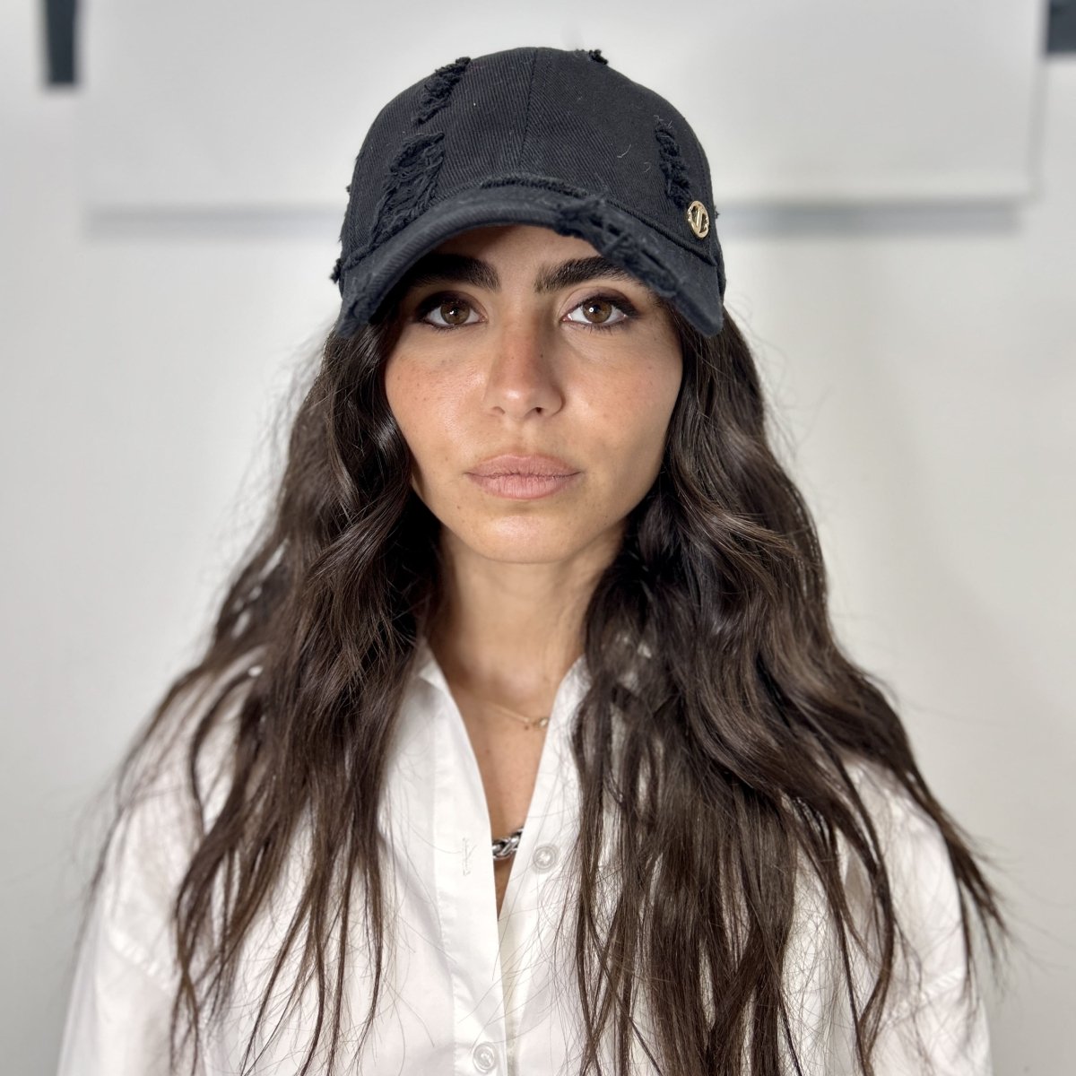 Casquette baseball effet déchiré – Noir – vue 2