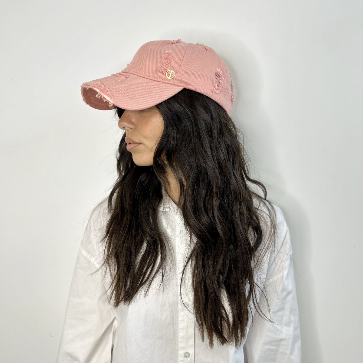Casquette baseball effet déchiré – Rose – vue 1