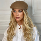 Casquette plate bombée en laine – Camel – vue 6