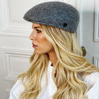 Casquette plate bombée en laine – Gris chiné clair – vue 2