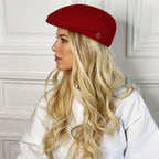 Casquette plate bombée en laine – Rouge – vue 1