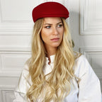 Casquette plate bombée en laine – Rouge – vue 3